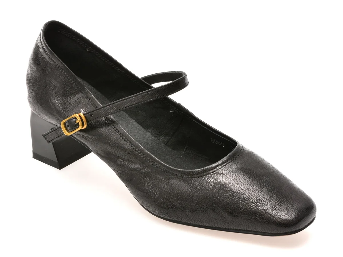 Pantofi Epica Negri, 8065, Din Piele Naturală