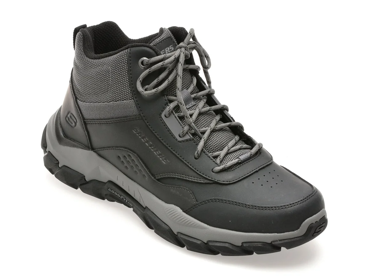 Ghete Skechers Negre Santoro Din Piele Naturală