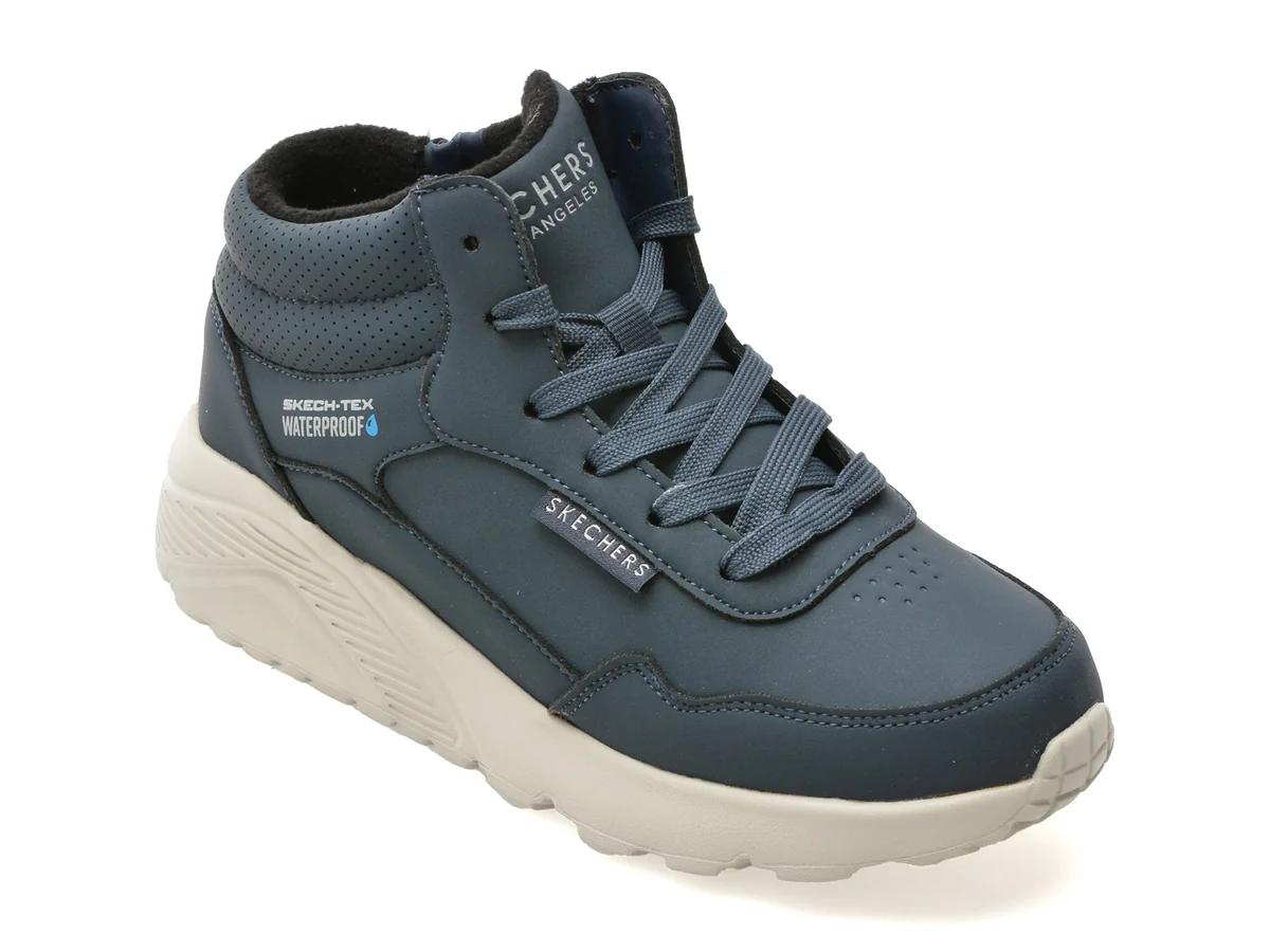 Ghete Skechers Bleumarin, Uno Lite, Din Piele Ecologică