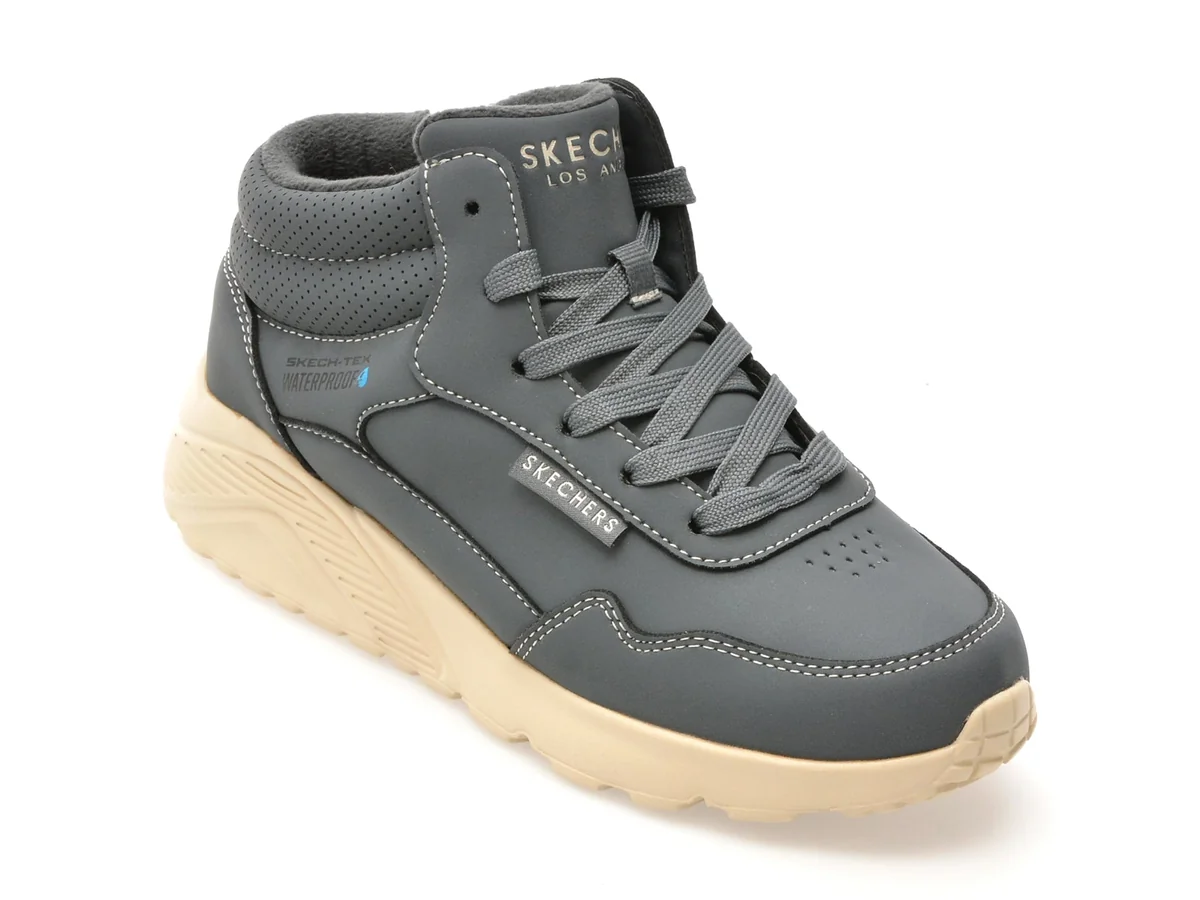 Ghete Skechers Gri, Uno Lite, Din Piele Ecologică