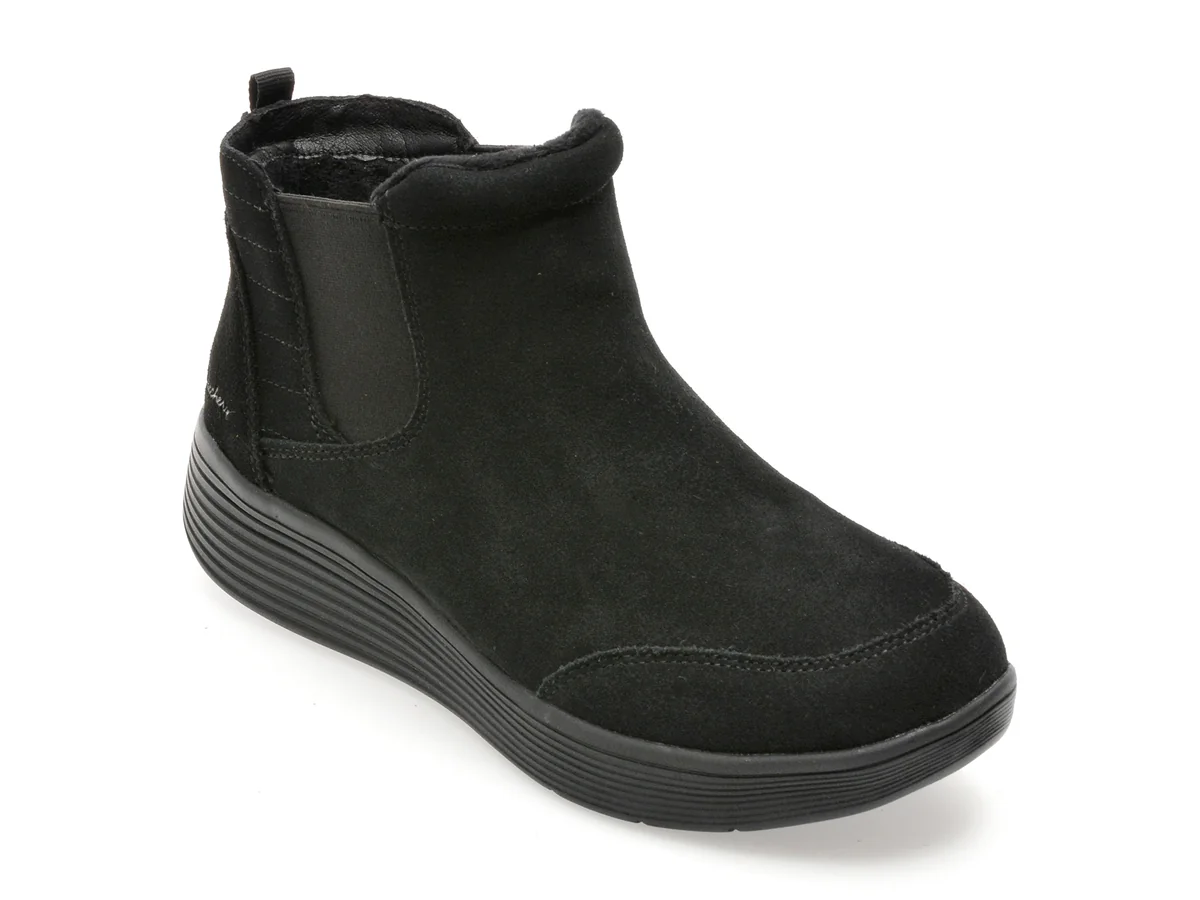 Ghete Skechers Negre, Arch Fit Laguna, Din Piele Întoarsă