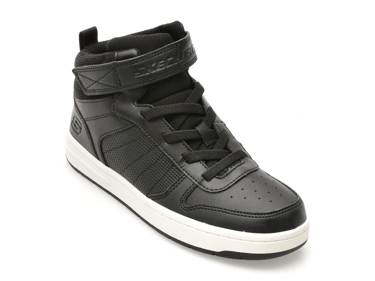 Ghete Skechers Negre, Smooth Street, Din Piele Ecologica