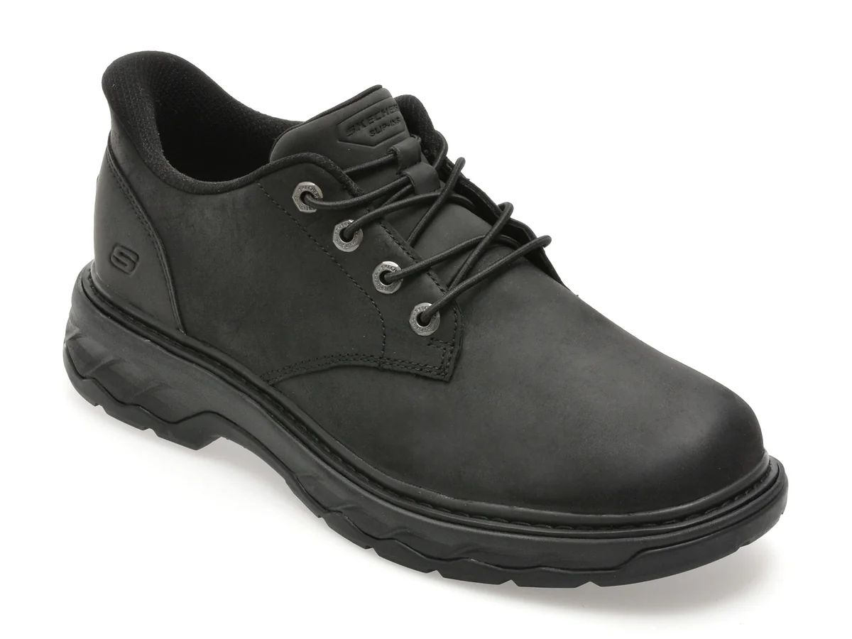 Pantofi Sport Skechers Negri, Lockett, Din Piele Naturală