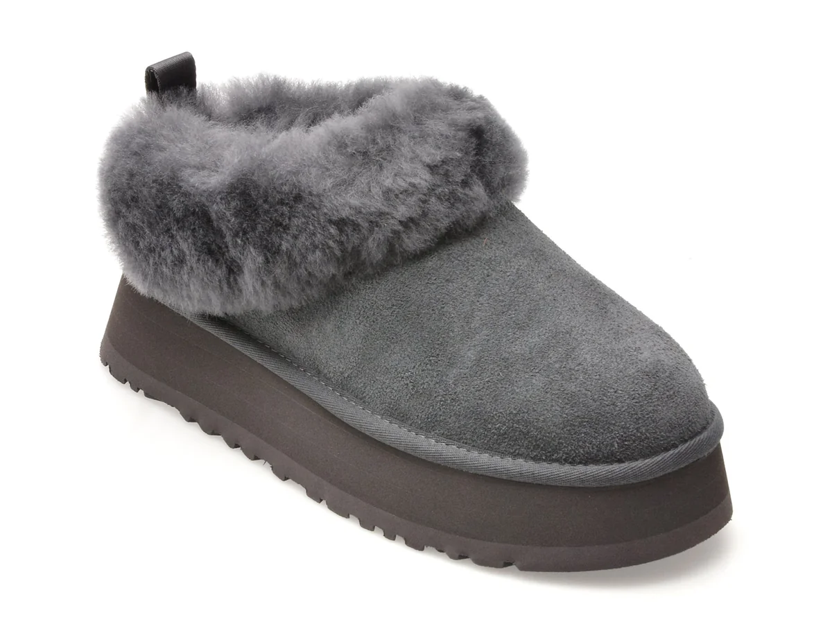 Papuci Ugg Gri, Tazzelle, Din Piele Intoarsa