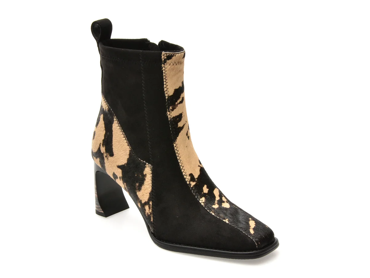 Botine Elegante Epica Negre, GL549, Din Material Textil