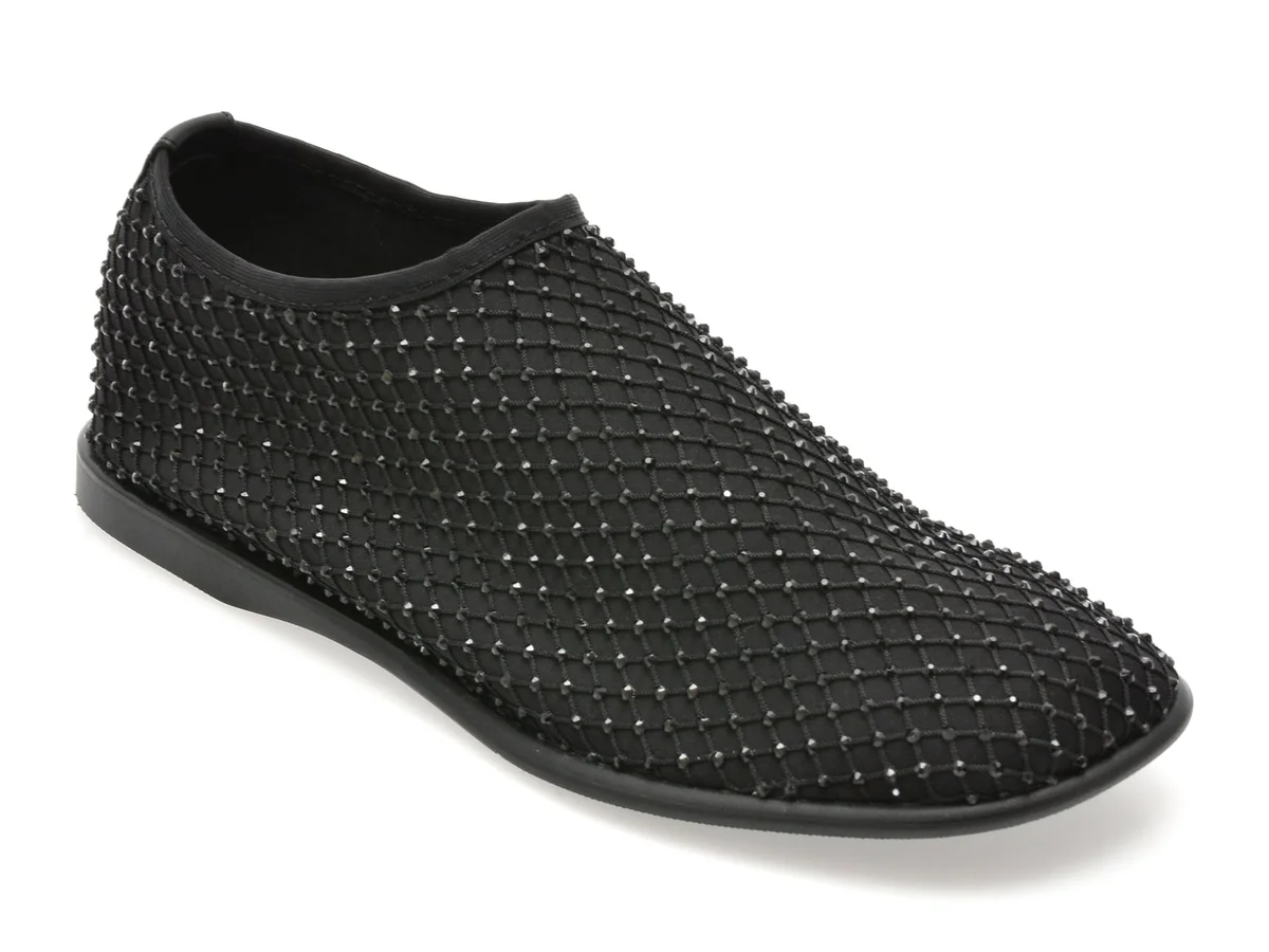 Pantofi Epica Negri, W475, Din Material Textil