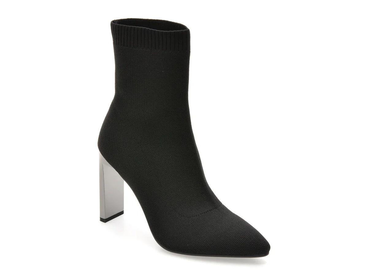 Botine Elegante Epica Negre, C5595, Din Material Textil
