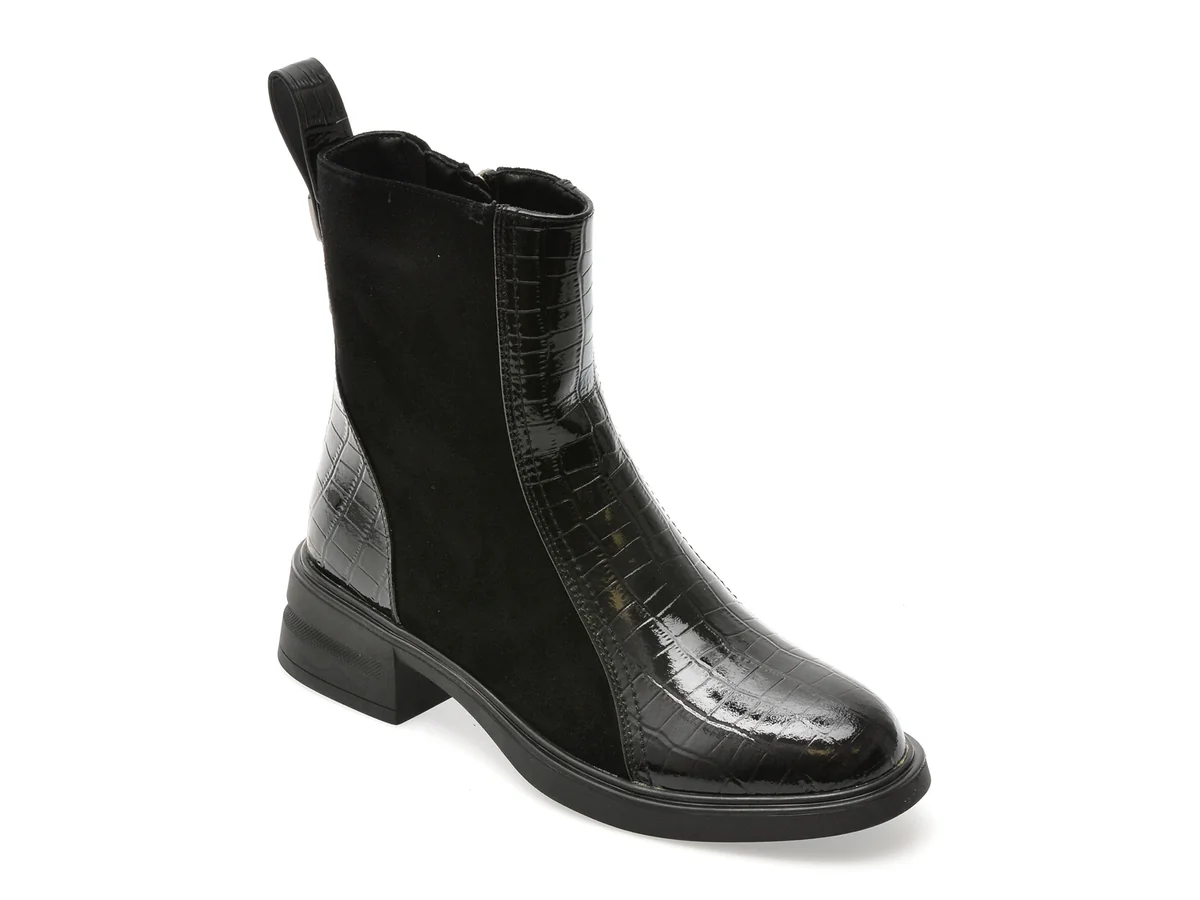 Ghete Flavia Passini Negre, TC310, Din Piele Naturală