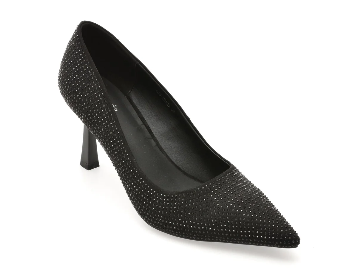 Pantofi Eleganți Flavia Passini Negri, A65, Din Piele Întoarsă