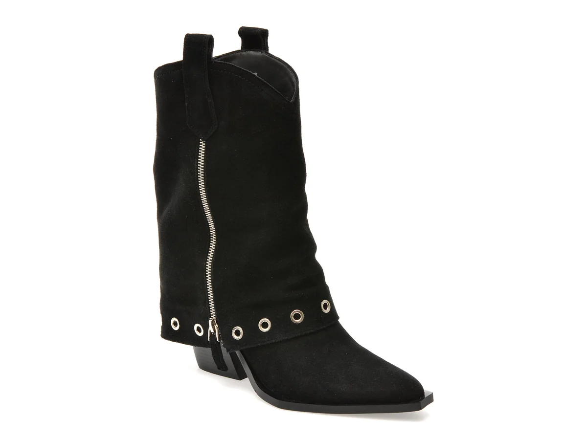 Ciocate Elegante Flavia Passini Negre, 38490, Din Piele Întoarsă