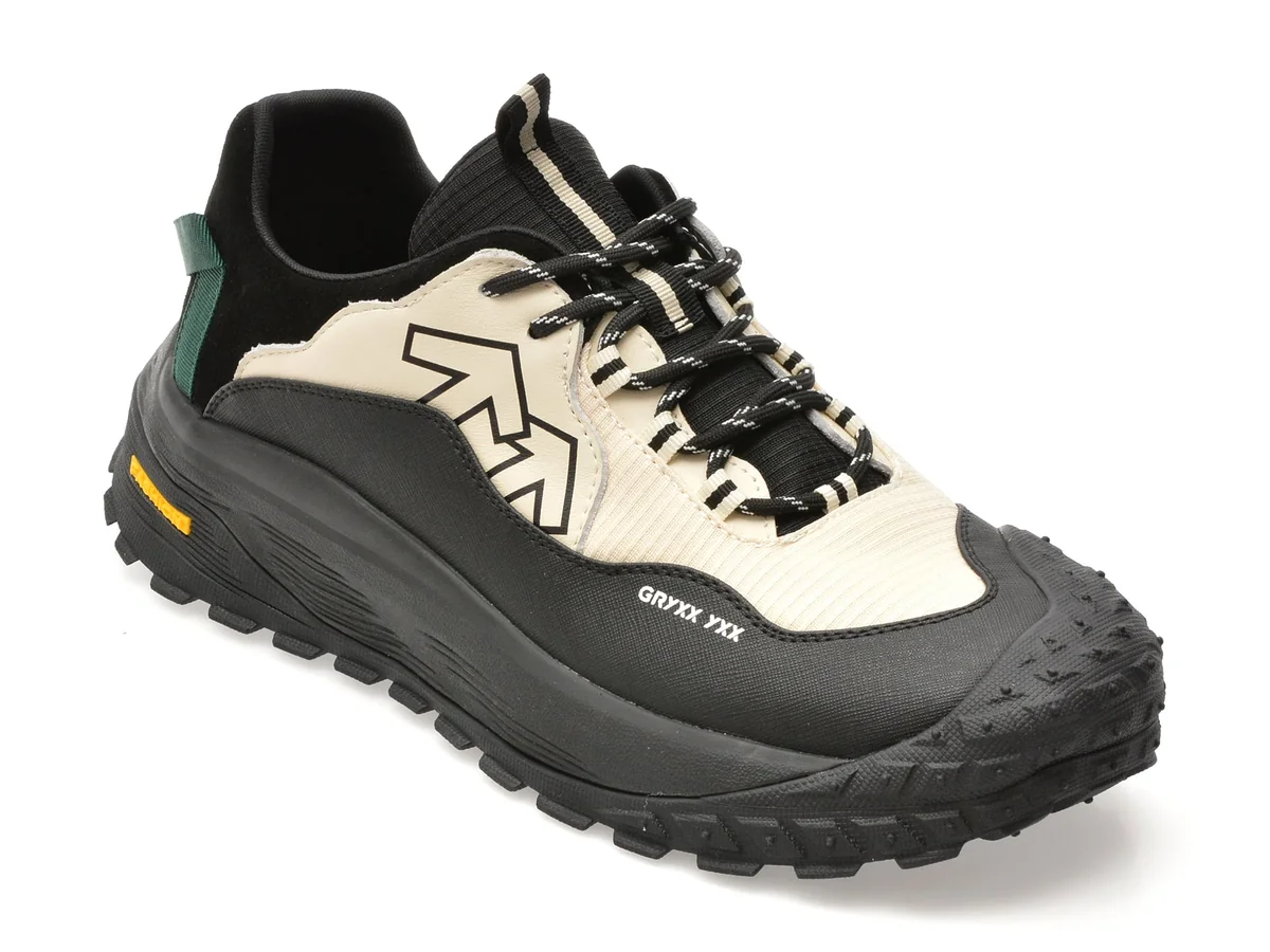 Pantofi Sport Gryxx Alb-Negru, LN37, Din Piele Naturală