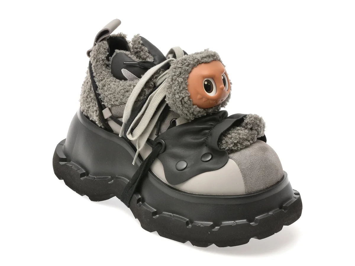 Pantofi Sport Gryxx Gri, 6116, Din Material Textil Și Piele Naturală