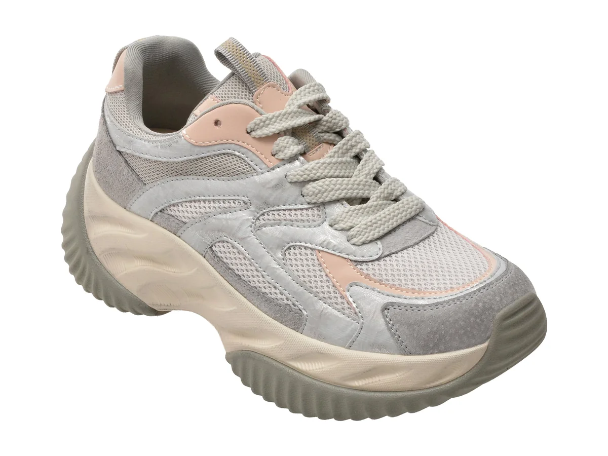 Pantofi Sport Gryxx Argintii, A909, Din Material Textil Și Piele Naturală