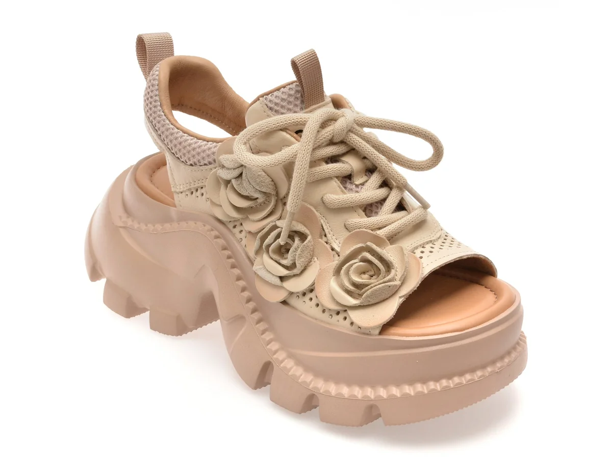 Sandale Gryxx Bej, 56288, Din Material Textil Și Piele Naturală
