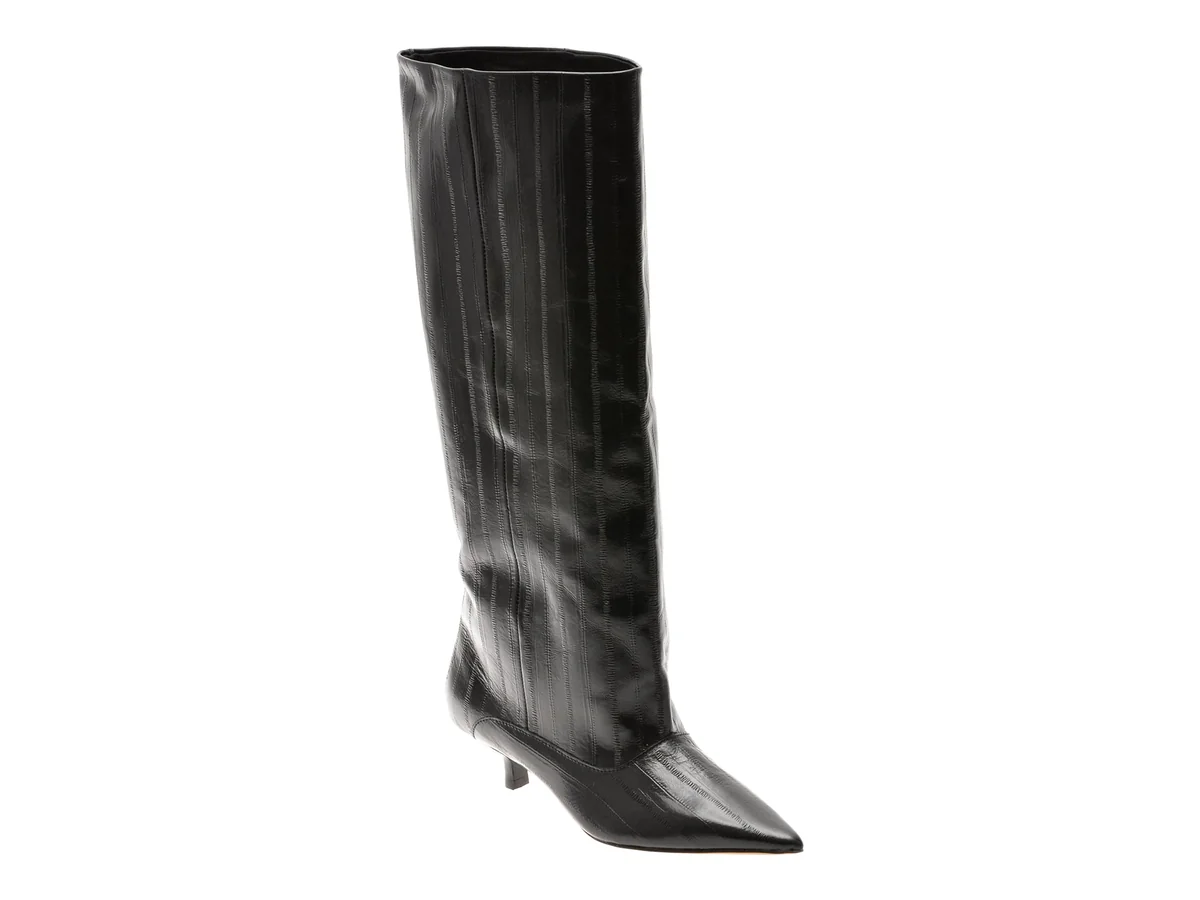 Cizme Elegante Aldo Negre, Everose 001, Din Piele Naturală Lăcuită
