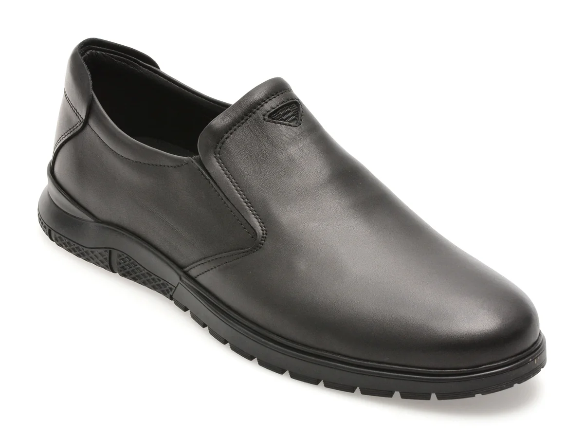 Pantofi Otter Negri 556 Din Piele Naturala