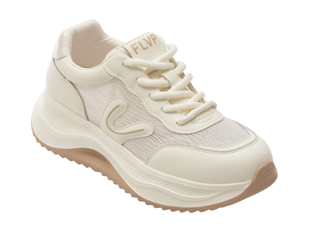 Pantofi Sport Flavia Passini Albi, 1188, Din Material Textil Și Piele Naturală