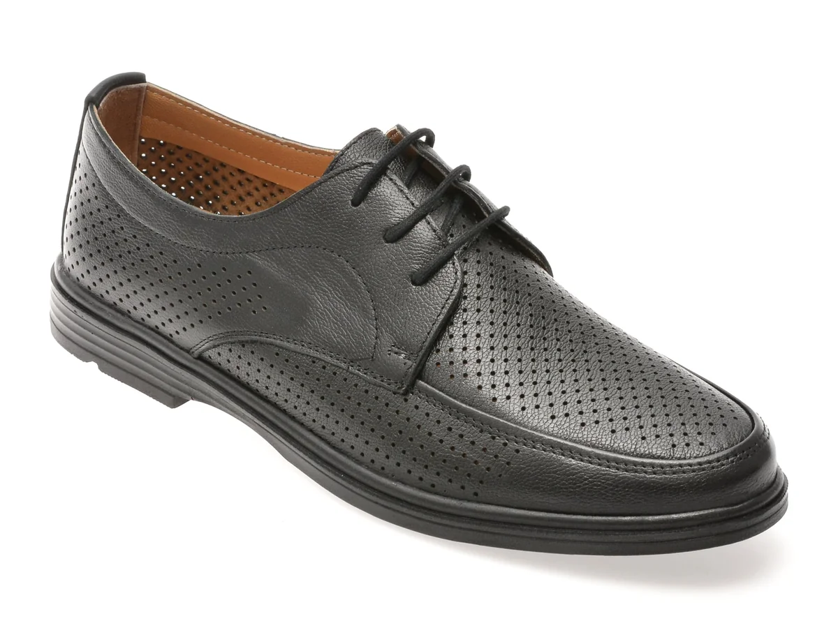 Pantofi Showman Negri, SH8503, Din Piele Naturală