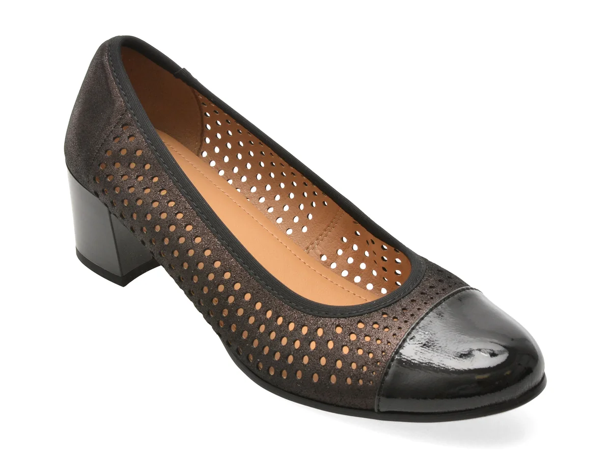 Pantofi Epica Negri, H362903, Din Piele Naturala