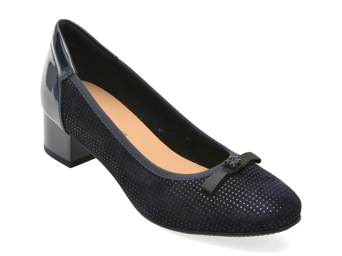 Pantofi Eleganti Karisma Bleumarin, JI60015, Din Piele Întoarsă