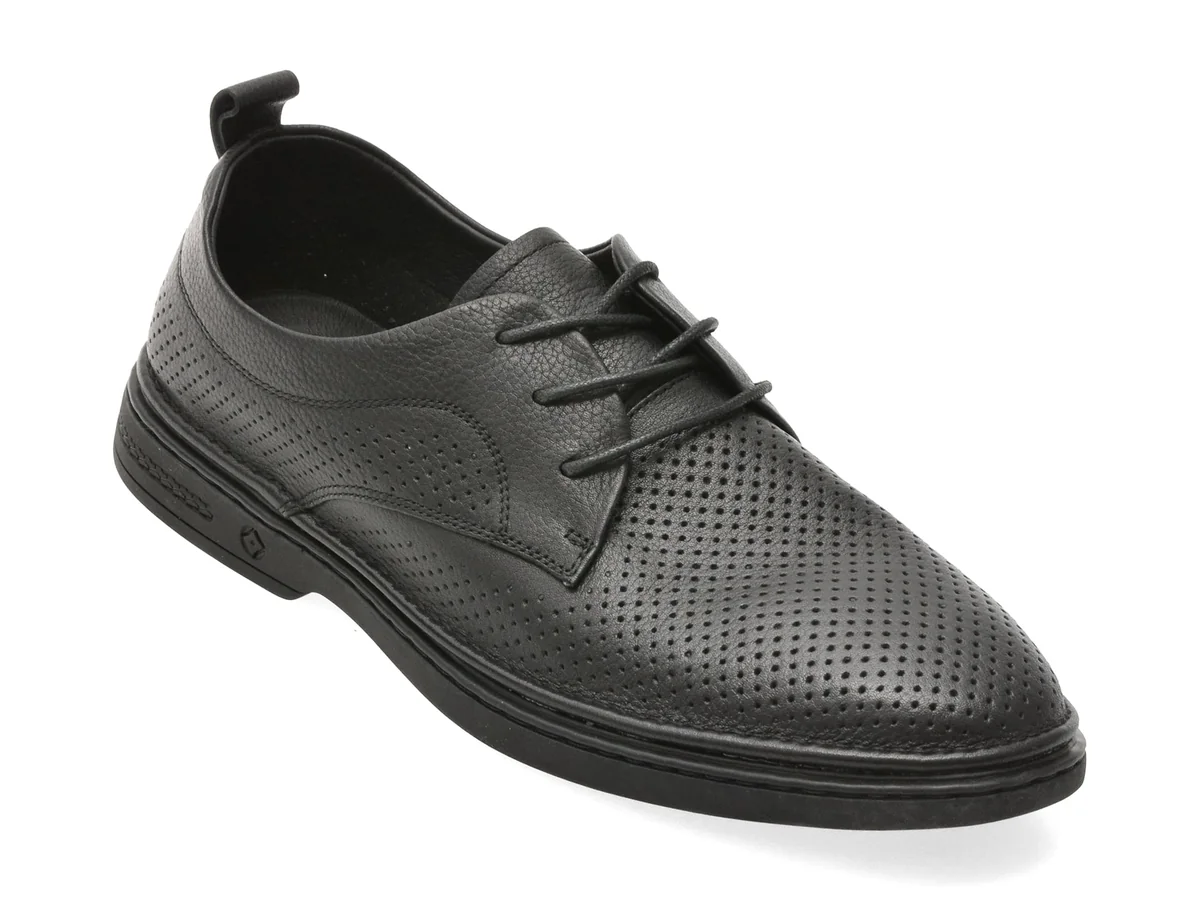 Pantofi Otter Negri, CJ60003, Din Piele Naturală