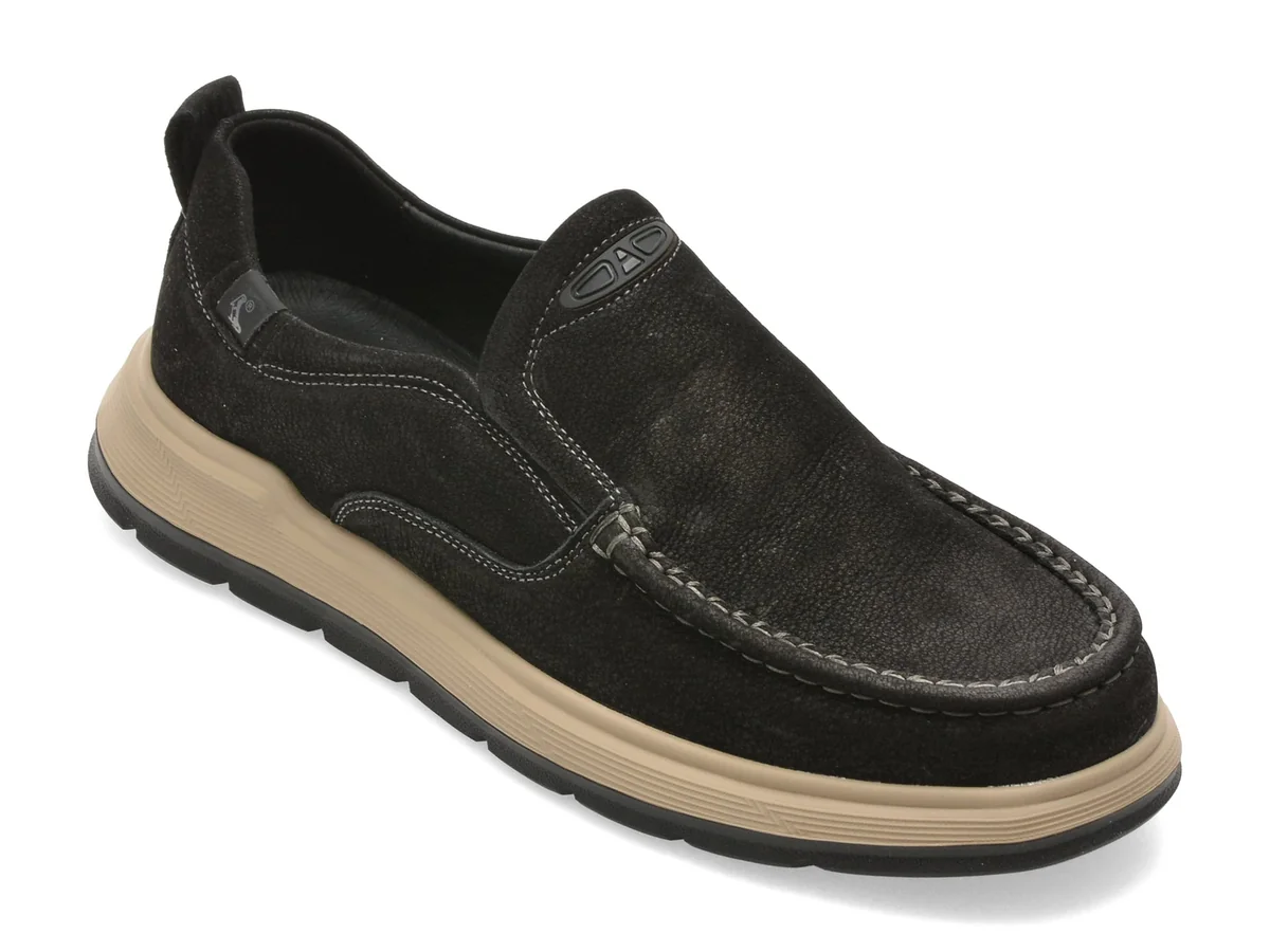 Mocasini Otter Negri, E660010, Din Piele Naturală
