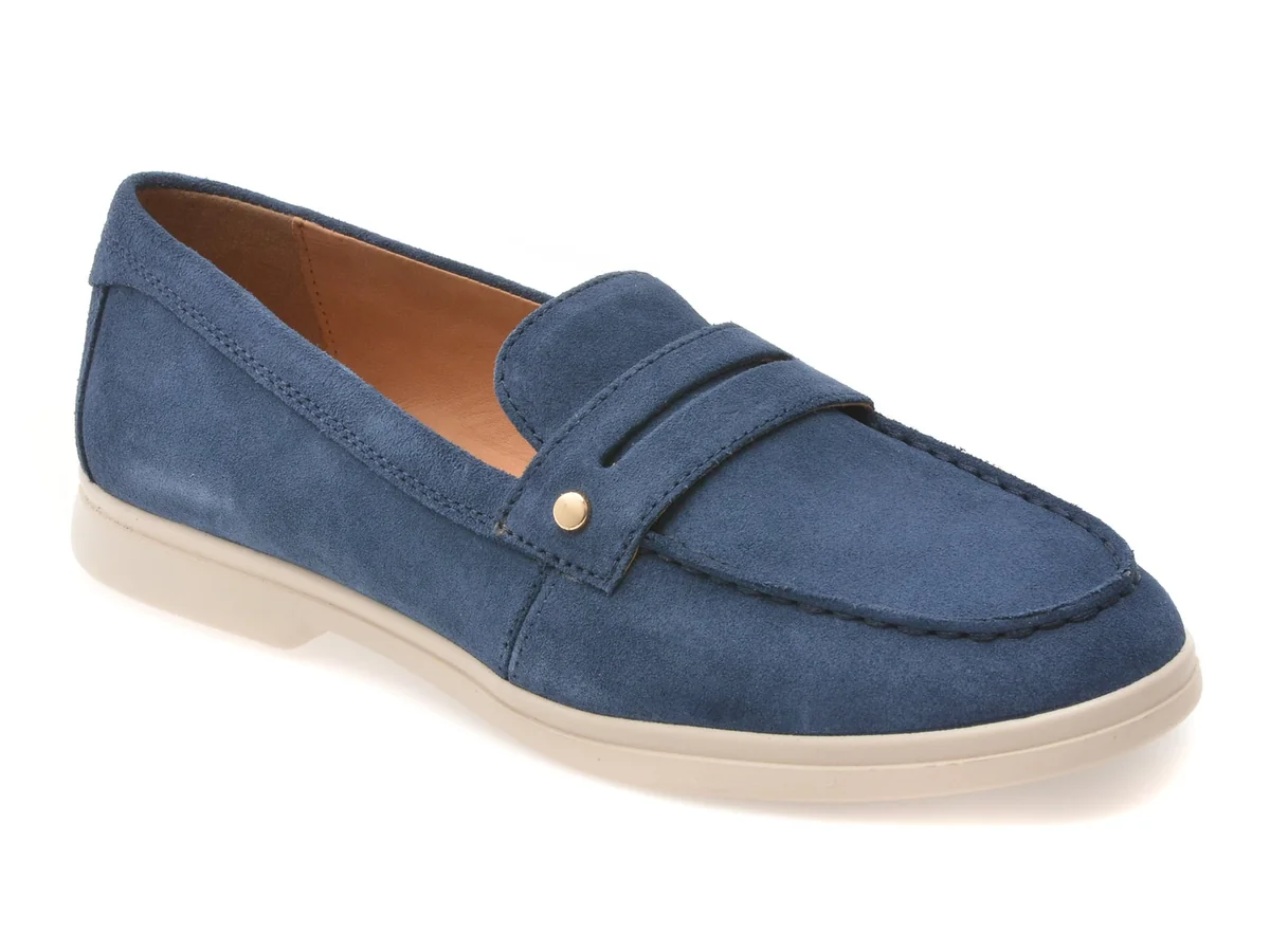 Mocasini Geox Albastri, D650ZB, Din Piele Întoarsă