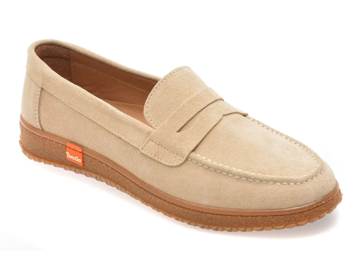 Mocasini Gryxx Bej, TG1899, Din Piele Întoarsă