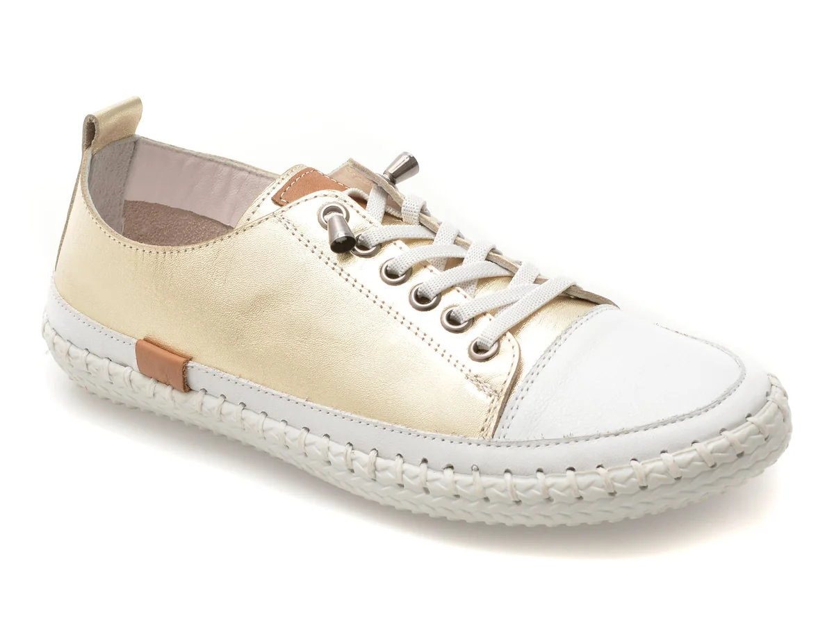 Pantofi Sport Shoozy Aurii, Ev2898, Din Piele Naturala