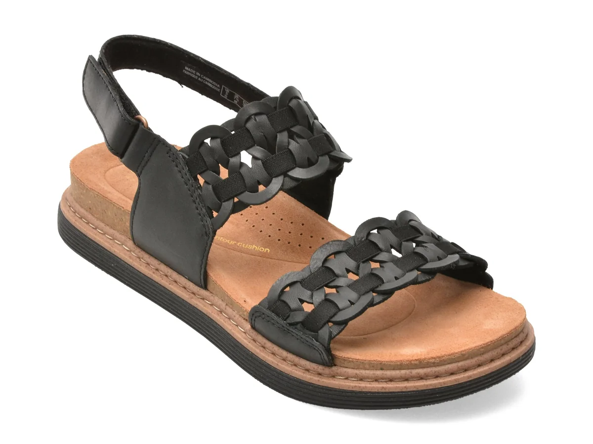 Sandale Clarks Negre, Arwell Glide, Din Piele Naturală