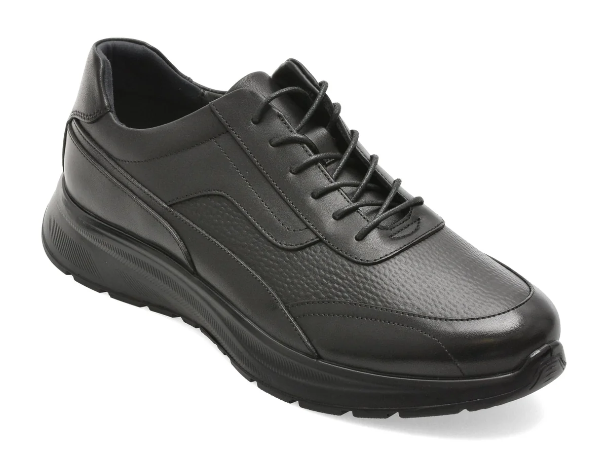 Pantofi Sport Otter Negri, HT2, Din Piele Naturala