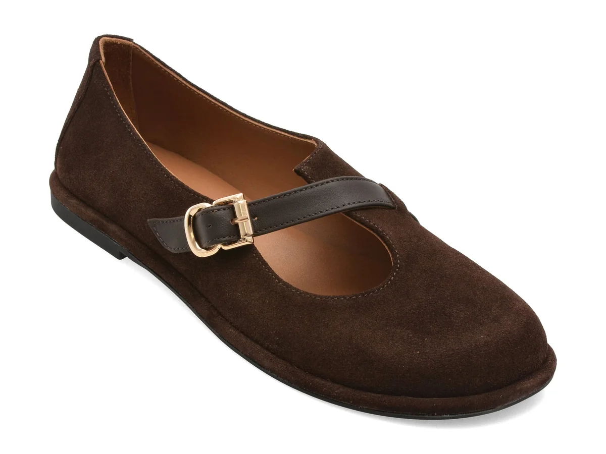 Pantofi Epica Maro, 2184053, Din Piele Întoarsă