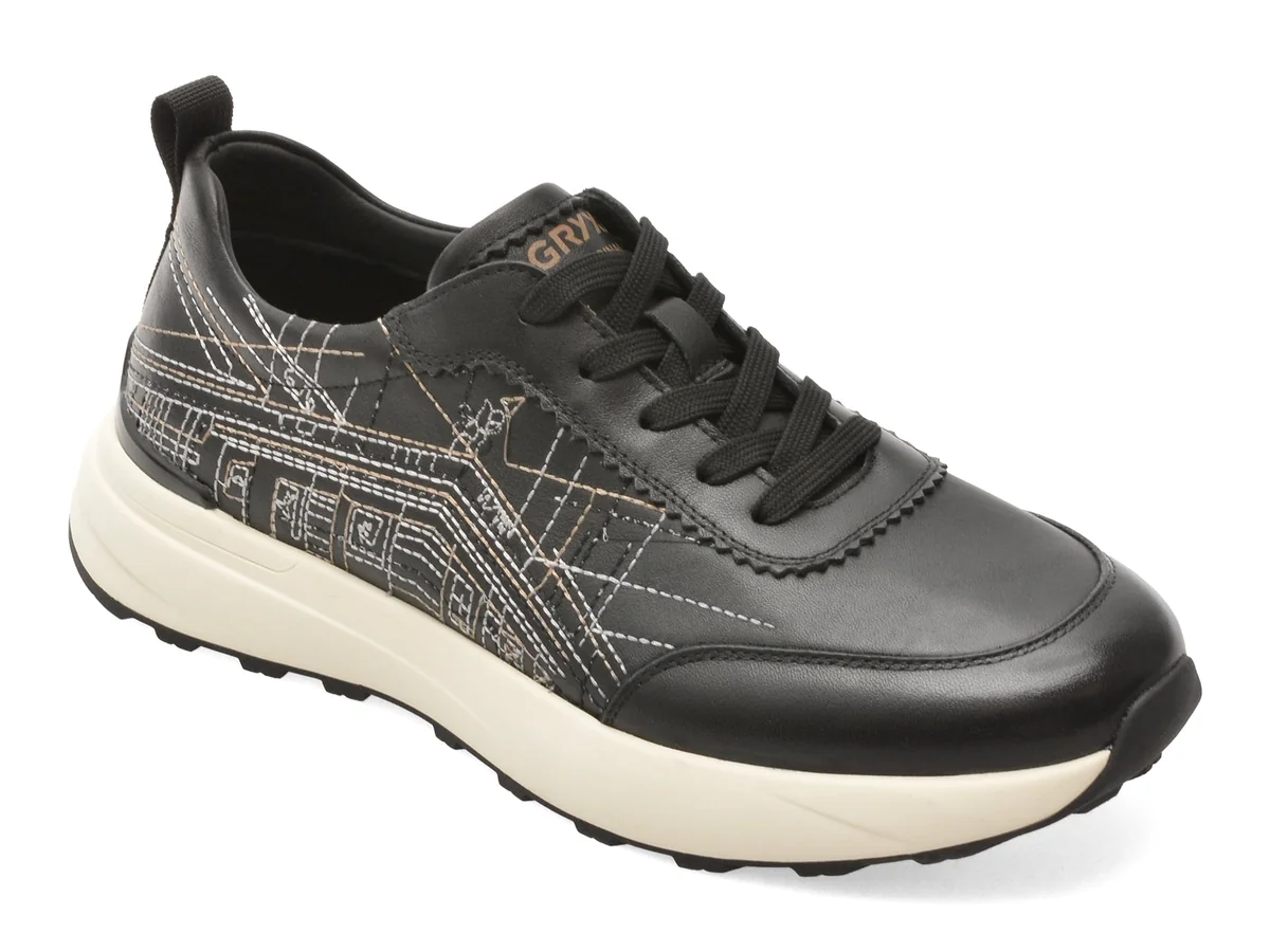 Pantofi Sport Gryxx Negri, 63511, Din Piele Naturala