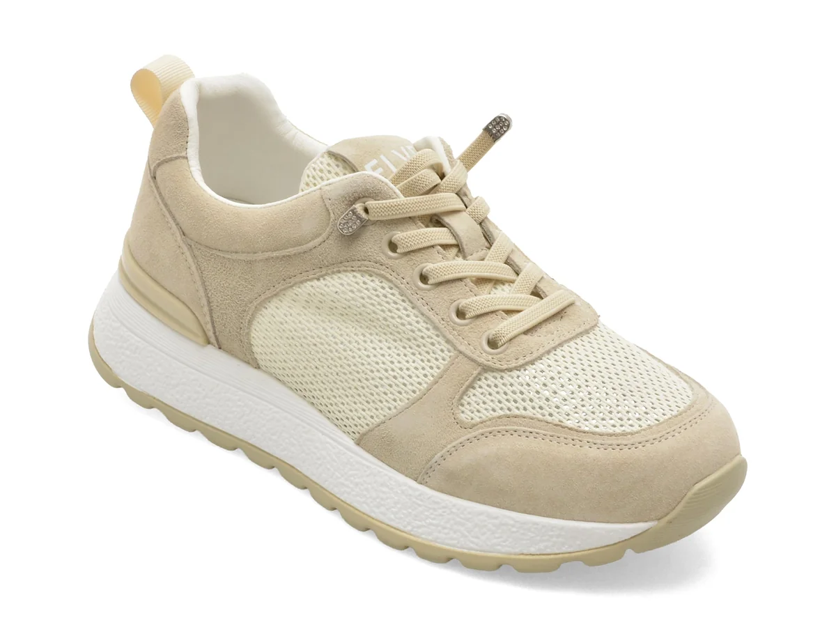 Pantofi Sport Flavia Passini Bej, WM12, Din Material Textil Și Piele Naturală