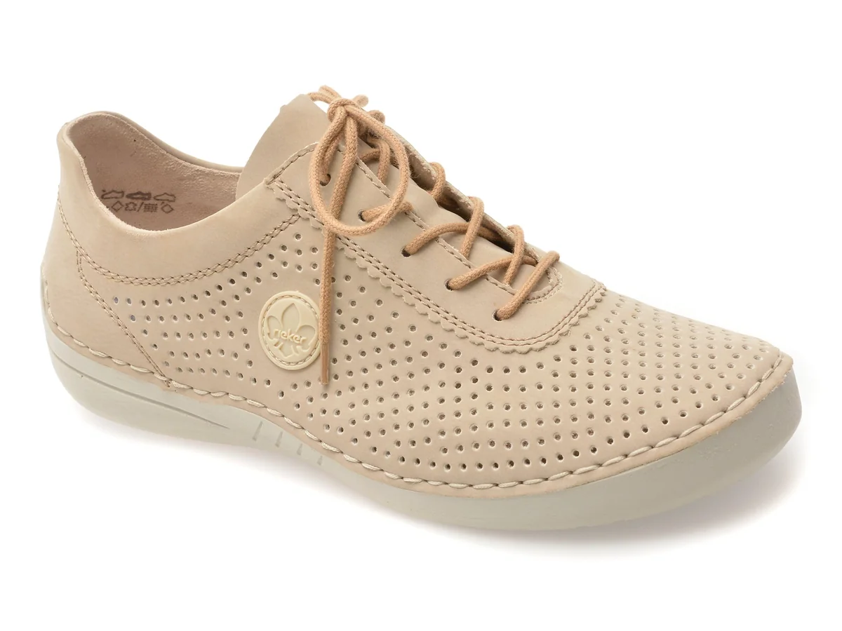 Pantofi Rieker Bej, 52546, Din Piele Ecologică