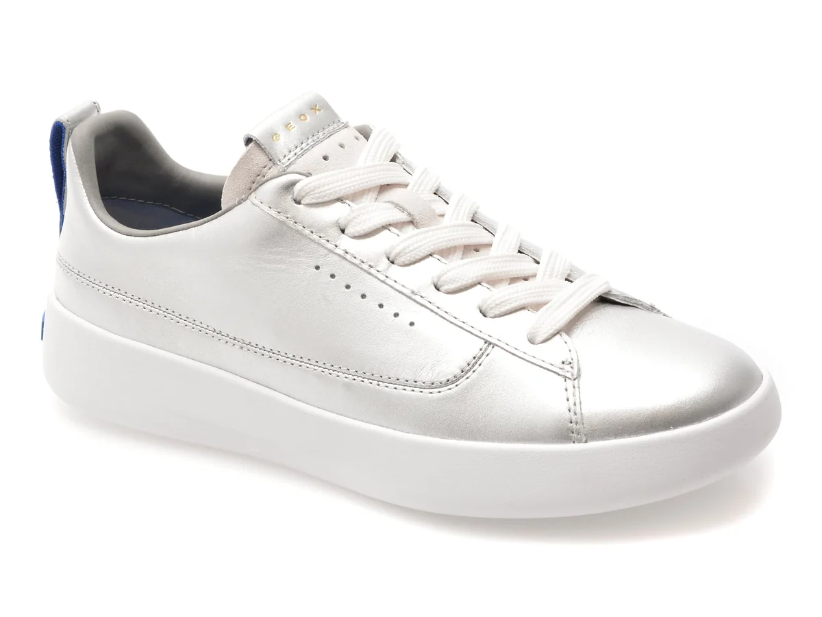 Pantofi Sport Geox Argintii, D658KD, Din Piele Naturală