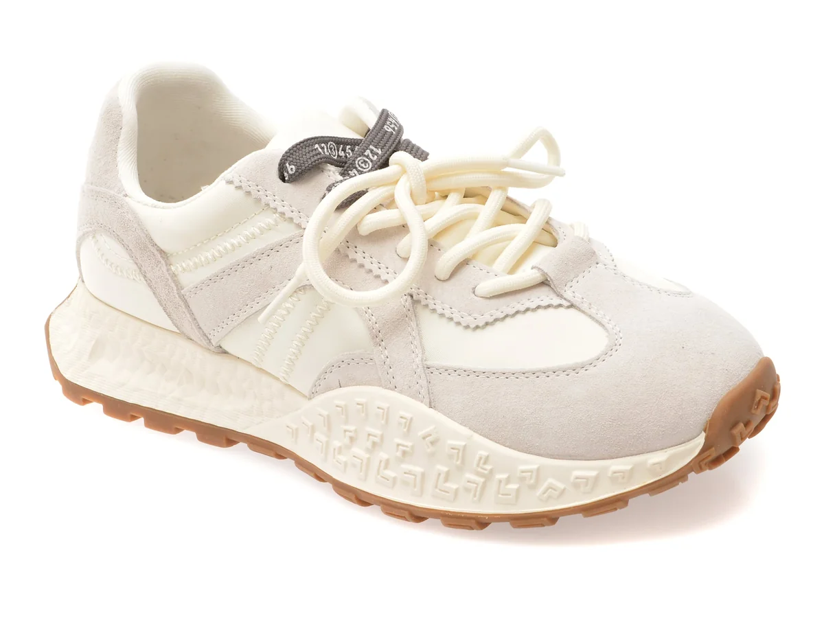 Pantofi Sport Flavia Passini Albi, 6677, Din Material Textil Și Piele Naturală