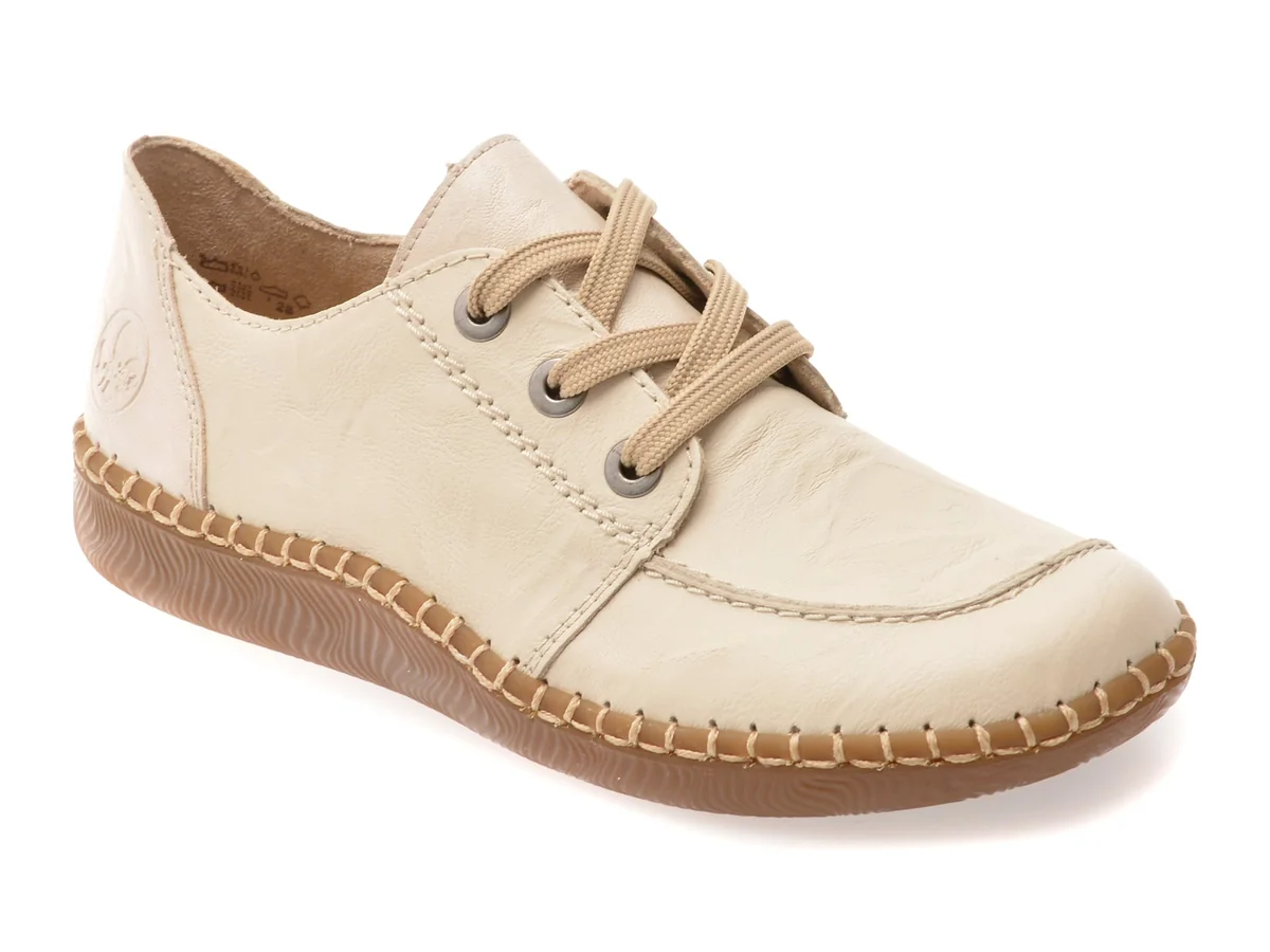 Mocasini Rieker Bej, N2402, Din Piele Naturală