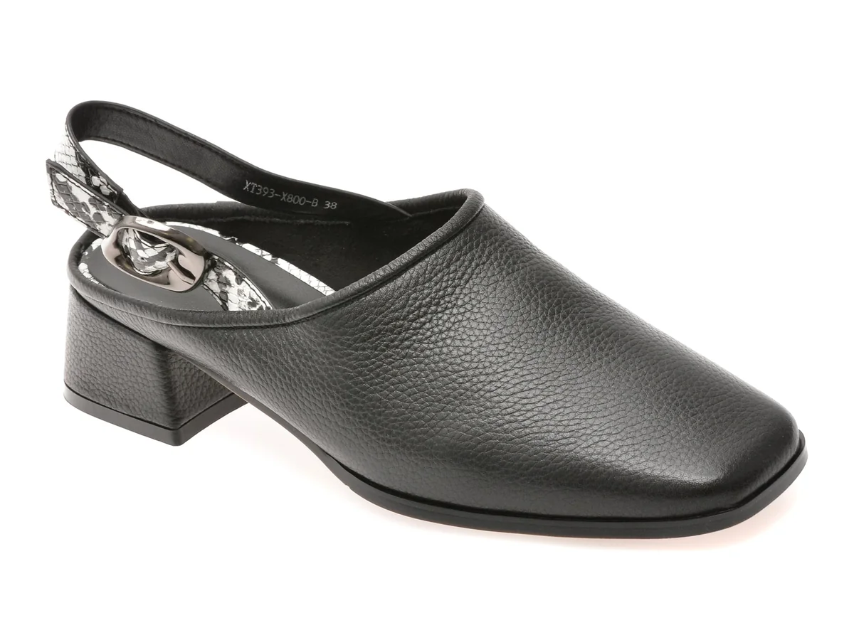 Pantofi Epica Negri, Xt393, Din Piele Naturala