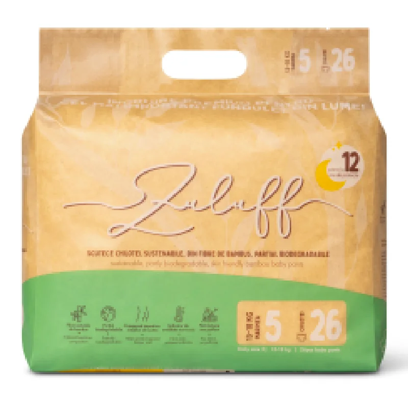 Scutece chilotel de unica folosinta din bambus, Nr. 5, +12 kg, 26 bucati, Zuluff