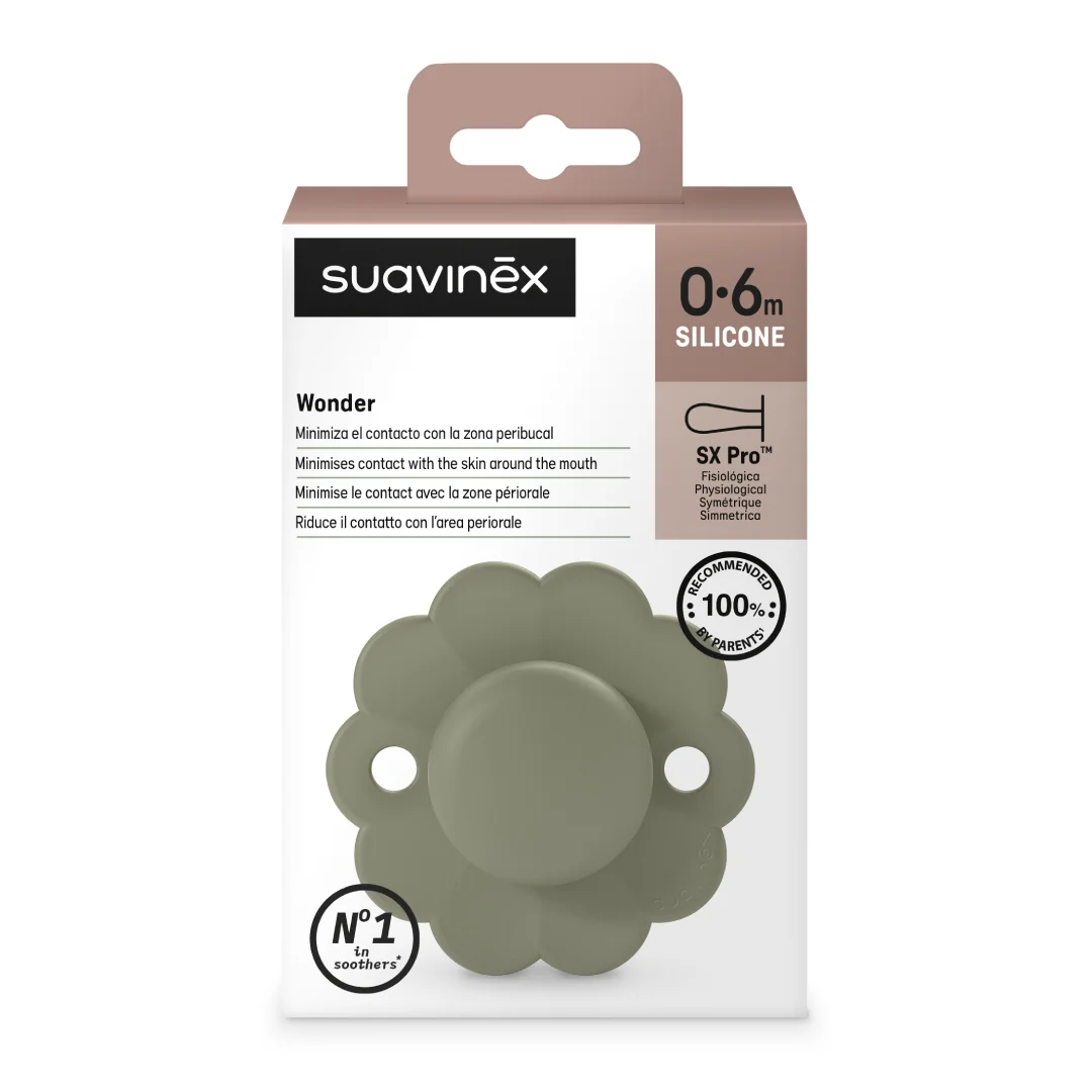 Suzeta fiziologica din silicon SX Pro Wonder, 0 - 6 luni, Verde, 1 buc, Suavinex