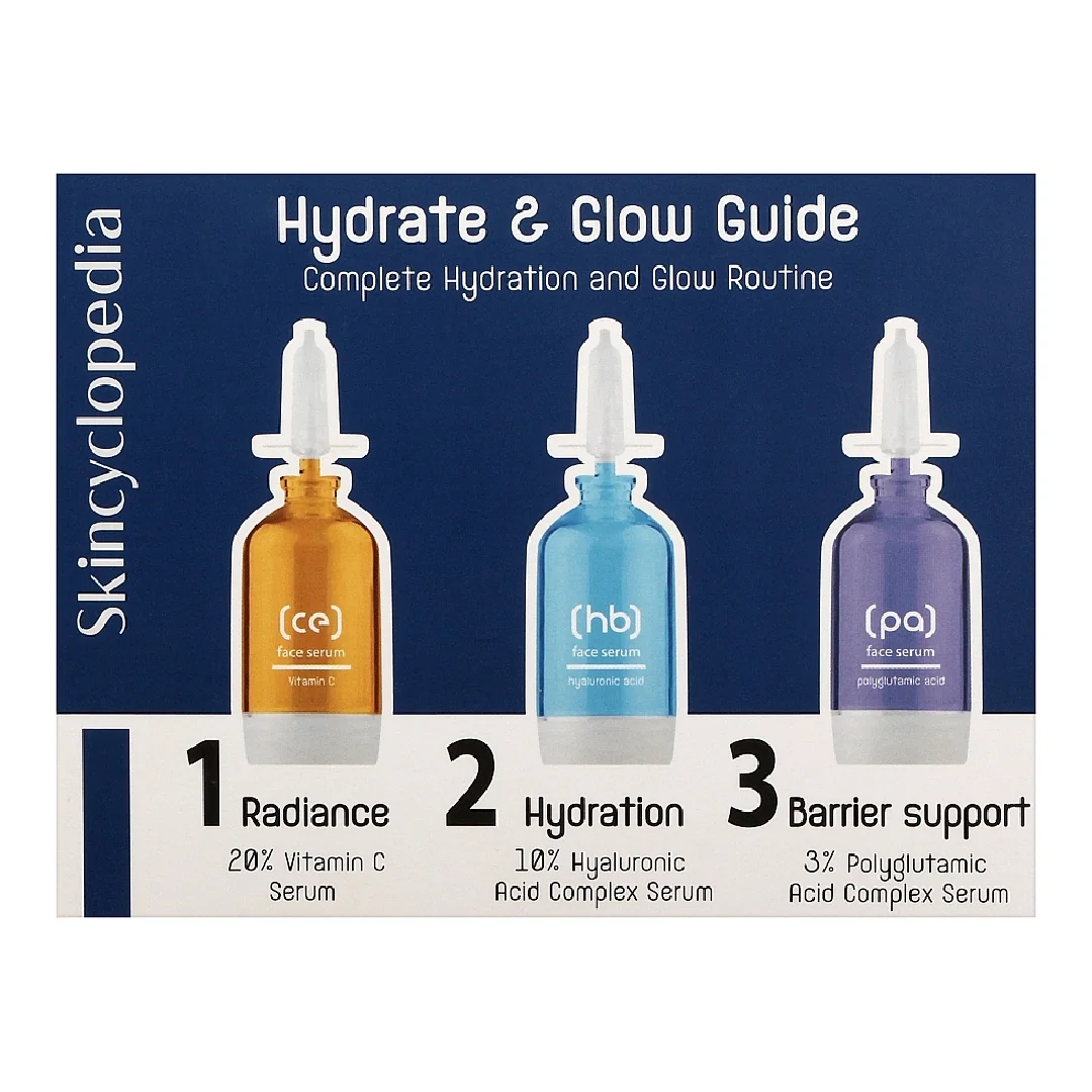 Set seruri pentru hidratare, Hydrate & Glow Guide, 3*15 ml, Skincyclopedia