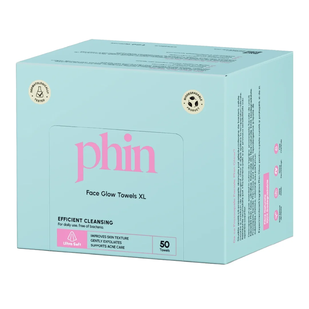 Prosoape faciale de unica folosinta Glow XL, 50 bucati, Phin
