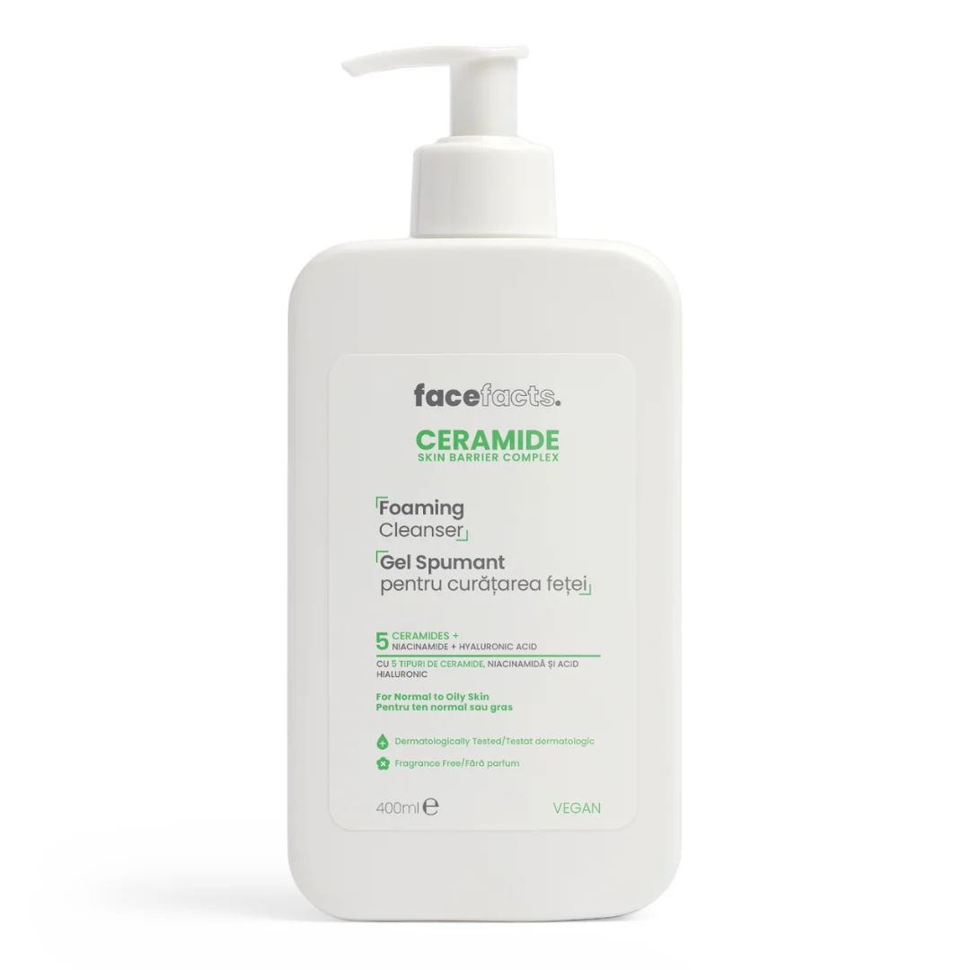 Gel spumant pentru curatarea fetei Ceramide, 400ml, Face Facts