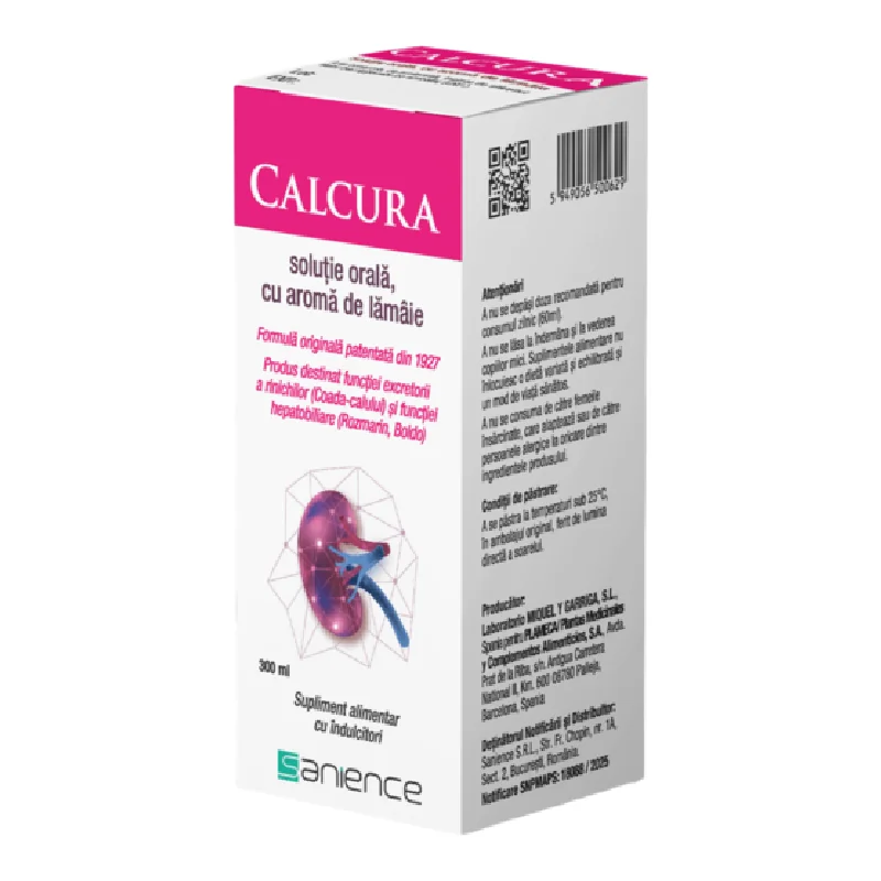 Calcura solutie orala cu aroma de lamaie, 300 ml, Sanience