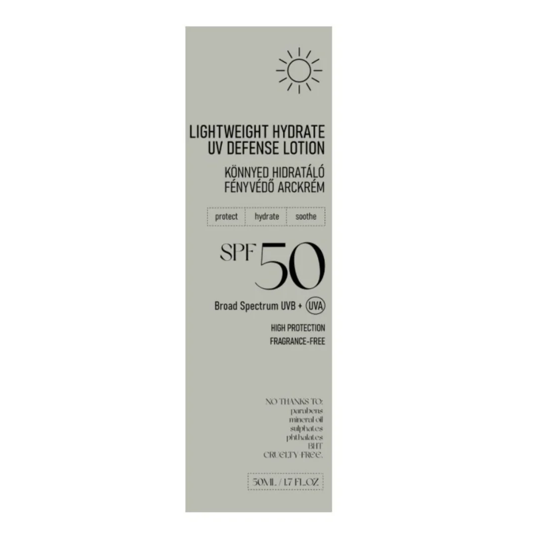 Lotiune hidratanta lejera cu SPF 50 Lightweight Hydrate UV Defense, 50 ml, Nerds