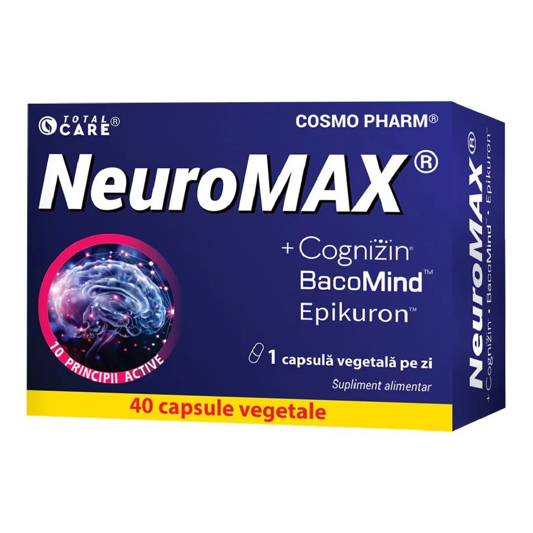 Neuromax + Cognizin® & BacoMind™️ Performanta Cerebrala, 40 capsule, Cosmopharm