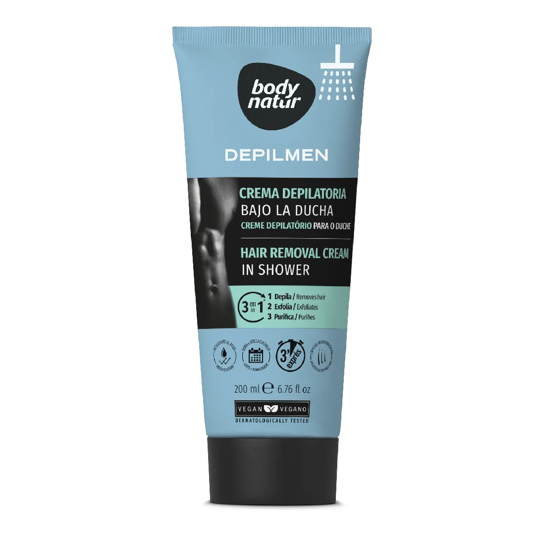Crema depilatoare 4-in-1 barbati, pentru dus, 200ml, Body Natur
