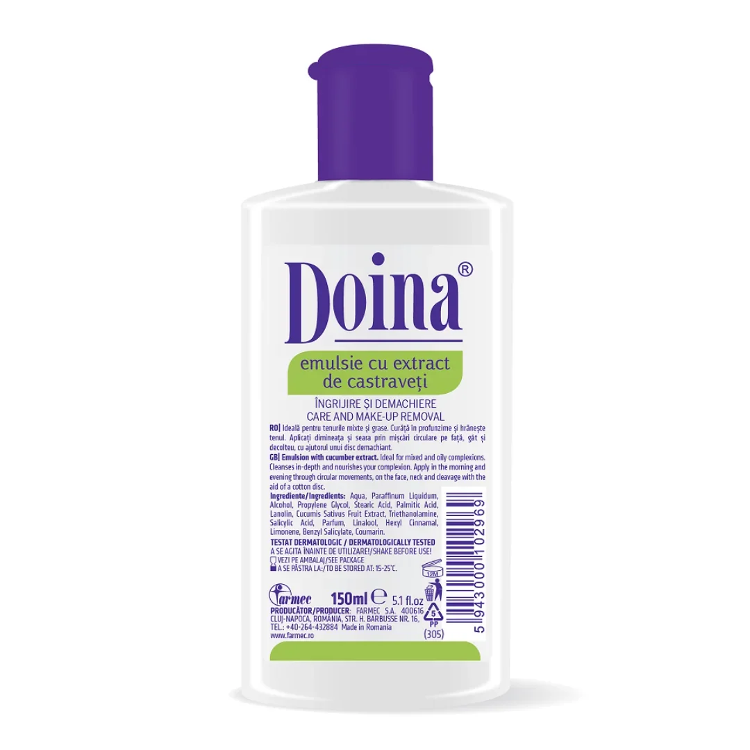 Emulsie cu extract de castraveți Doina, 150ml, Farmec