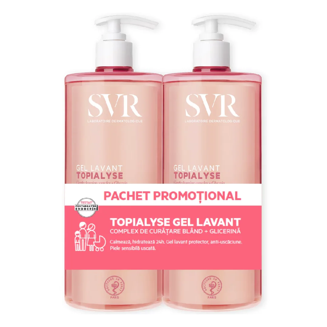 Pachet Gel pentru corp si fata Lavant Topialyse, 2*1L, Svr